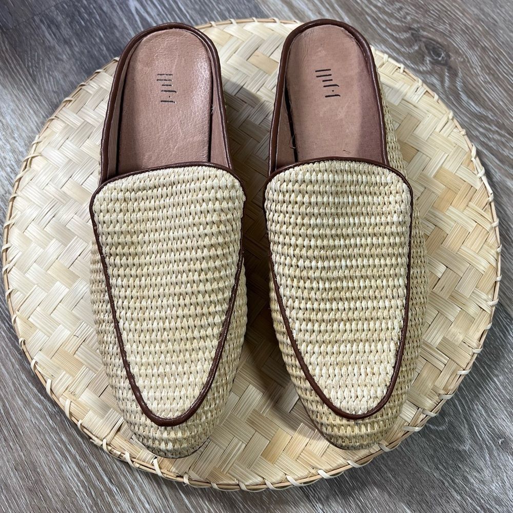 J. Jill woven wicker &‎ leather trim loafers women’s size 8.5